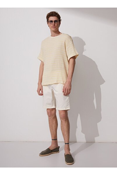 Fabrika O Yaka Armürlü Sarı Erkek T-Shirt TURESA