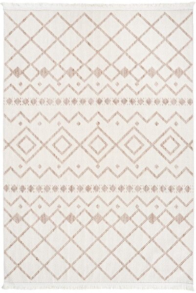 Dolce Vita Halı Bohem 384 Mocha Krem - Kahve Saçaklı Kabartmalı Modern Salon ...