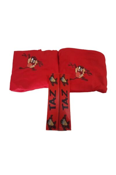 Universal Tazmanya Canavarı Kırmızı Ön Ikili Penye Servis Kılıfı Ve Kemer Kon...