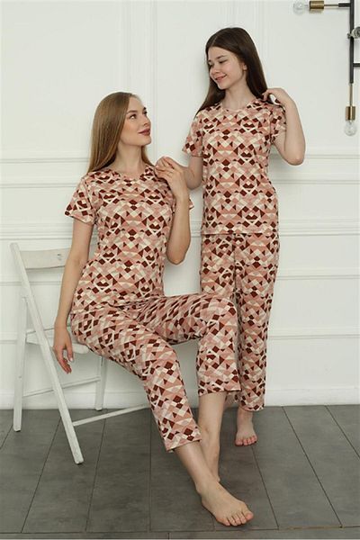 Akbeniz Mother Daughter Family Combed Cotton Pajama Set Sold Separately. Prices Vary 50103