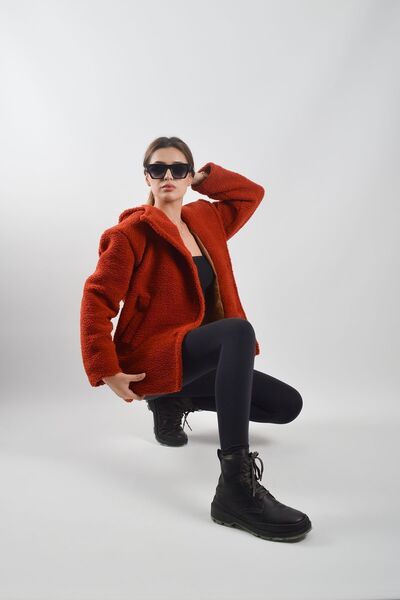 REİNA TEKS Λούτρινο Teddy Jacket με εφέ προβάτου - Παλτό με επένδυση με κουμπιά και τσέπες