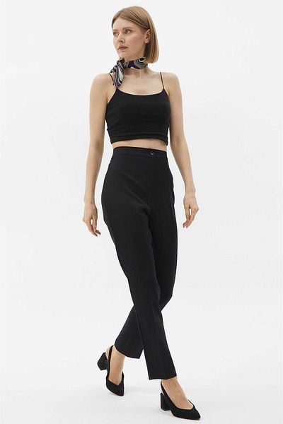 Two Mail Elastic Waist Trousers BLACK