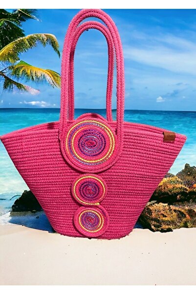 GNG Home Tekstil حقيبة كتف من حبل الجوت وحقيبة شاطئ