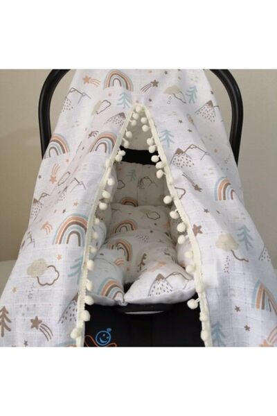 deva design %100 Pamuk Çok Amaçlı Tek Katlı Müslin Puset Örtüsü & Minderi