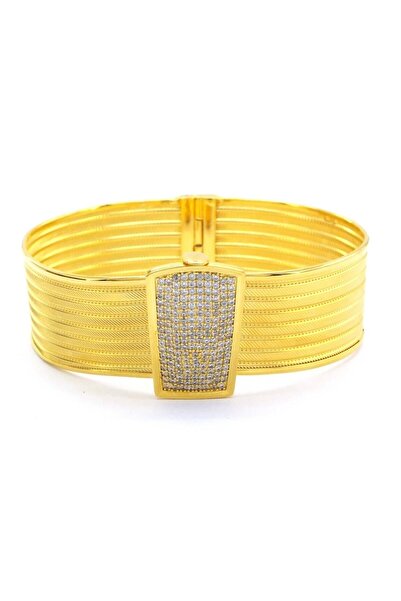 FerizZ Altın Kaplama Sıra Taşlı Trabzon Kadın Kelepçe Blz-381