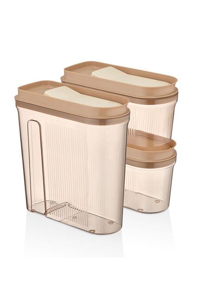 VİP AHMET Transparent Smoked Luxury Food Storage Set - 4 Lt+2Lt+2 Lt