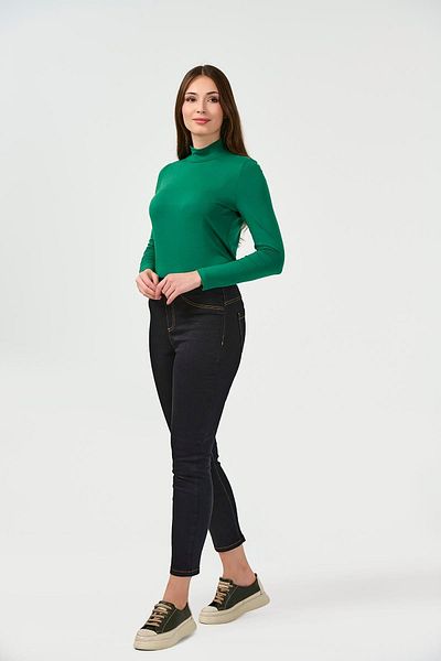 TOLGA SARAÇOĞLU 30156 Black Waisted Elastic Slim Bear Jeans Pants