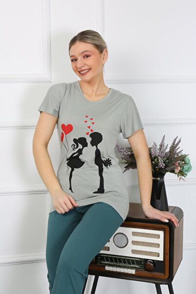 Akbeniz Kadın Kısa Kol Penye Pijama Takımı 4210