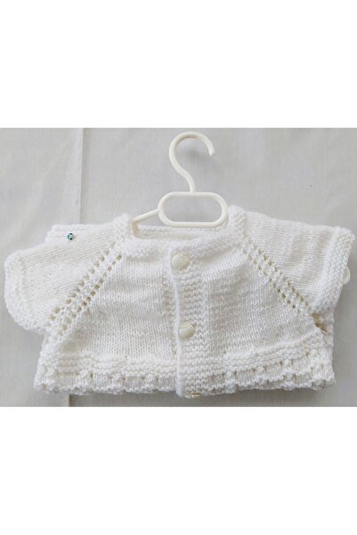 Bircan Hediyelik Beyaz El Örgüsü Robadan Bebek Yeleği 1 Yaş