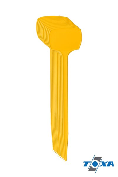 ToXA Sera Saksı Etiketi 10 Adet 20x6cm Plastik Çiçek Bitki Fide Levhası Kazıklı Fiyat Etiket Sarı