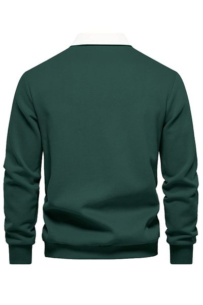 GHASSY CO. Ghassy Co. Men's Retro Color Blocked Cotton Shirt Collar Sweatshirt