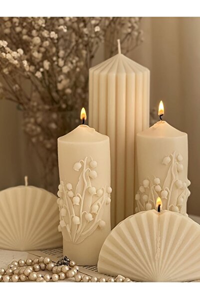 SCA CANDLE Gül Desenli Açık Kahve Renk Luks Mum Tekli Ürün Modern Dekoratif S...