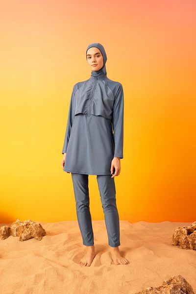 DeFacto Schlichter Burkini-Basic-Anzug mit normaler Passform und 4-teiligem Set B5232ax24sm