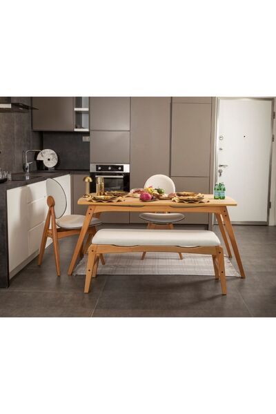 Genel Markalar Touch Iskandinav El Işçiliği 2 S 1bank 1 Masa Gürgen Iskelet Meşe Renk Masa Takımı 80x160