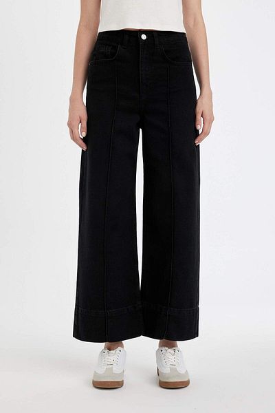 DeFacto Crop Wide Leg High Waist Short Wide Leg Jean Pants D4319Ax24Au