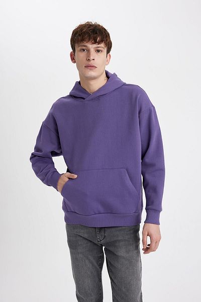 DeFacto Soft Furry Hooded Oversize Sweatshirt - Kangaroo Pocket Y1237Az23Au