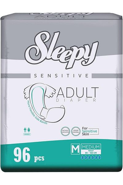 Sleepy Hypoallergenic Medium Adult Diapers|96 pcs|Unisex|Odour Control|85-125cm|Adjustable