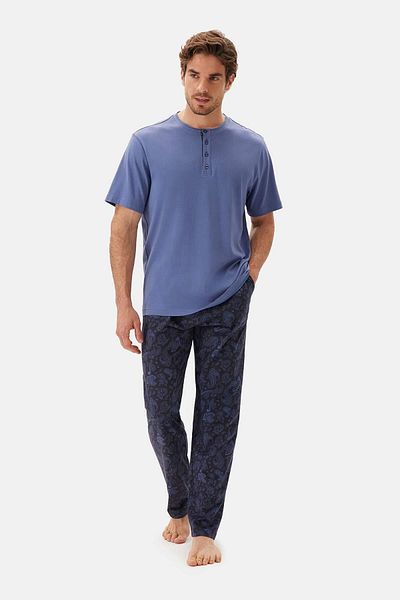 Dagi Σετ Πυτζάμες Indigo - Μπλουζάκι και παντελόνι Half Placket