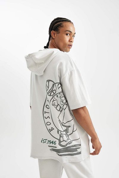 DeFacto Bluzy z kapturem NBA Boston Celtics Oversize - nadruk z tyłu, krótki rękaw 3155846