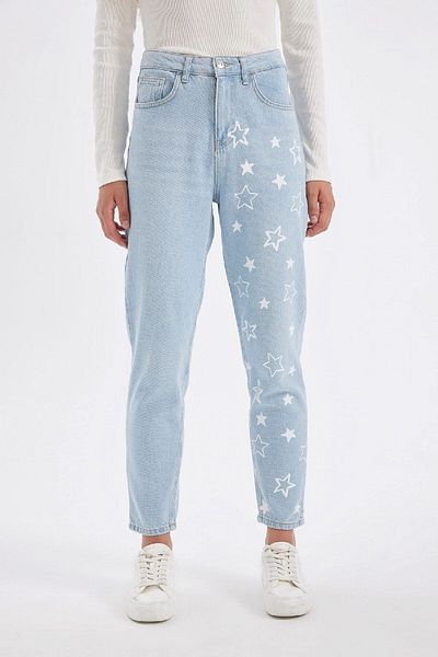 DeFacto Blugi Lina Mom Fit cu talie înaltă - Picior ușor strâns, până la gleznă, pantaloni lavabili C7616ax24au