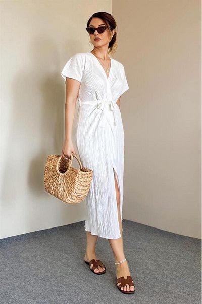 Ritnice Γυναικείο φόρεμα Helen Off White με επένδυση
