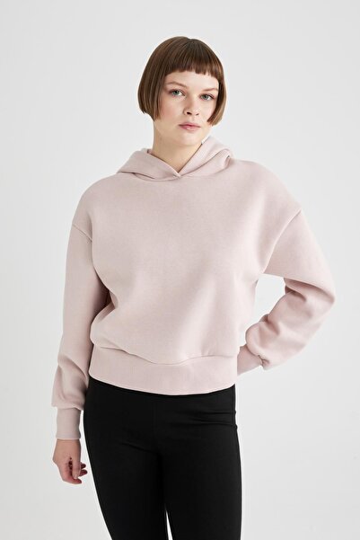 DeFacto Thick Basic Sweatshirt - Boxy Fit, Hooded B8570Ax23Wn