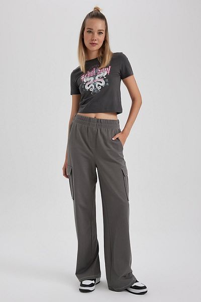DeFacto Šedé tepláky Straight Leg Cool Cargo Pocket - A7454Ax23Sm