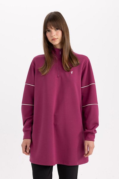DeFacto Skuba Diver Sportswear-Sweatshirt aus Stoff – breite Passform, Stehkragen B4634ax24sp