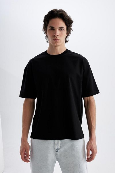 DeFacto Boxy Fit Basic Solid Kurzarm-T-Shirt mit Rundhalsausschnitt D5071ax24hs
