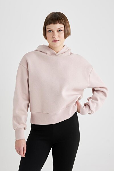 DeFacto Thick Basic Sweatshirt - Boxy Fit, Hooded B8570Ax23Wn