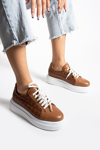 FOLLİNİ Γυναικείο δερμάτινο sneaker Tan