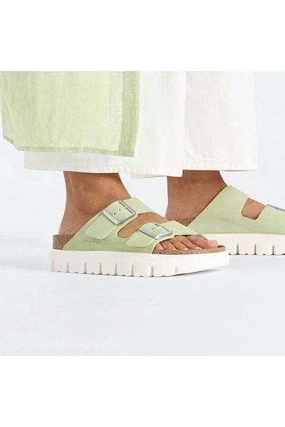 Birkenstock Arizona Chunky Vl Suede - Light Green High-Sole Women's Slippers