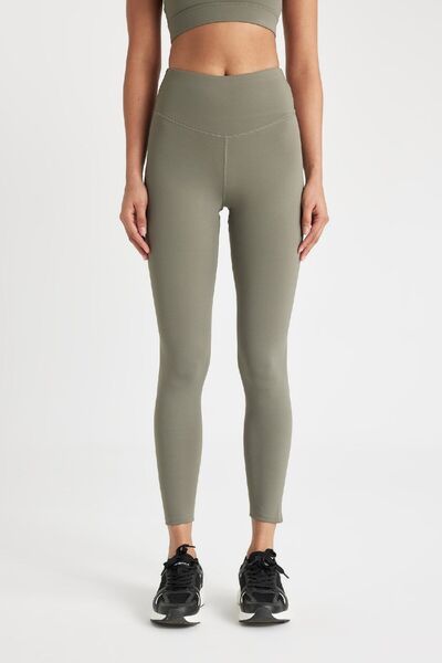 DeFacto Fit Haki Yüksek Bel Beli Saran Esnek Basic Düz Sporcu Tayt B4147ax24au