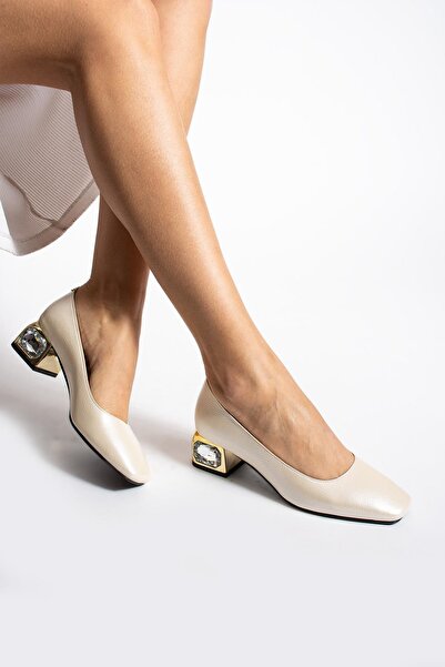 FOLLİNİ Γυναικεία κλασικά παπούτσια με λεπτομέρεια από γνήσιο δέρμα με τακούνι