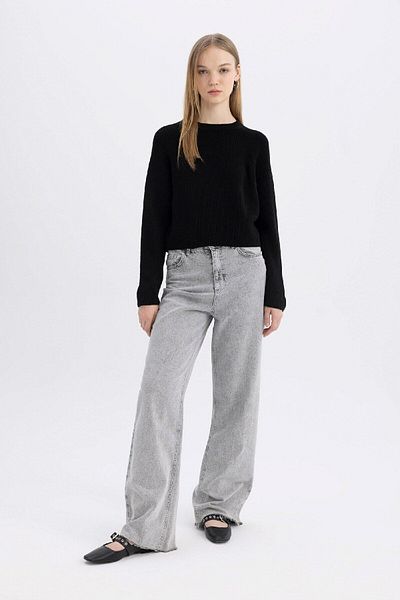 DeFacto Pulover Coool Regular Fit Crew Deck Basic Solid Tricot L2567az24wn