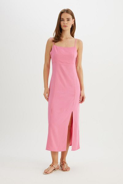 DeFacto Linen Blended Strappy Maxi Dress - A9706Ax24Hs