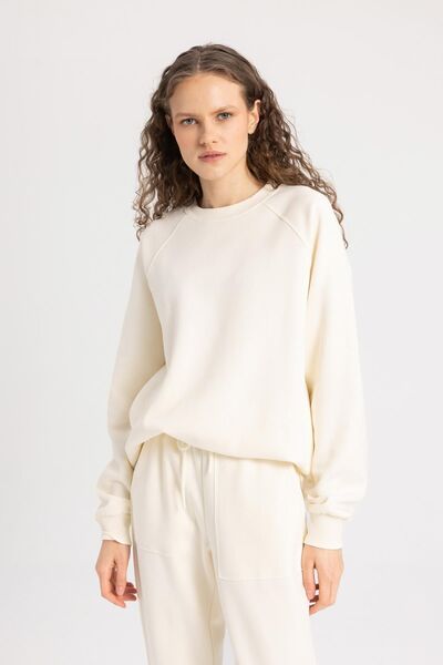 DeFacto Oversize Wide Fit Crew Neck Basic Απλό χοντρό φούτερ V2697az24sp