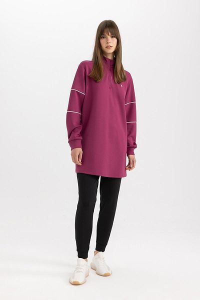 DeFacto Skuba Diver Sportswear-Sweatshirt aus Stoff – breite Passform, Stehkragen B4634ax24sp