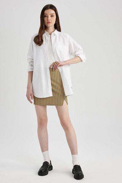 DeFacto Basic Slit Woven Basic Straight Mini Skirt A2286Ax22Au