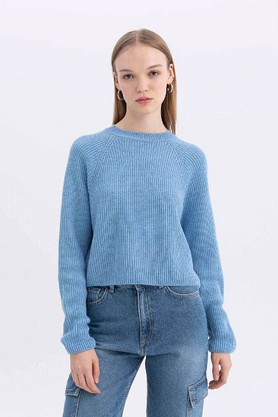 DeFacto Cool Regular Fit Crew Neck Základní hladký pletený svetr L2567Az24Wn
