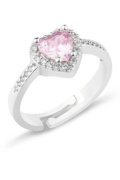 Ressia Kalp Model Zirkon Taşlı Ayarlanabilir Çelik Yüzük