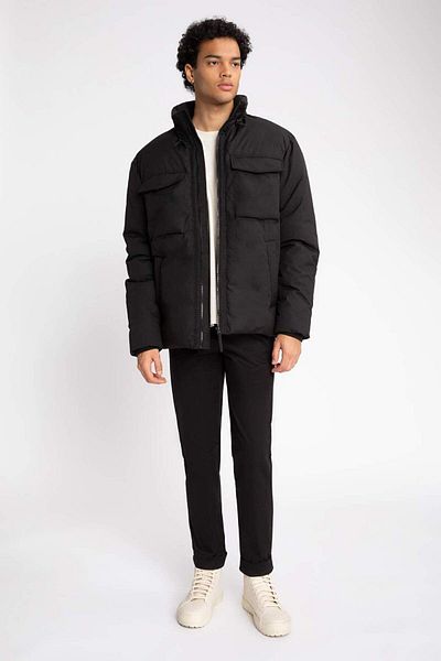 DeFacto Water Repellent down Coat Slim Fit Slim Fit Stand Collar Zipper Double Pocket A3662Ax23Wn