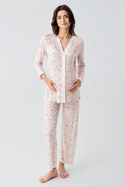 Artış Flexible Viscose - Long Sleeve Floral Patterned Pajama Set