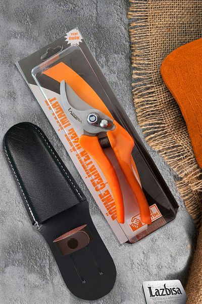 LAZBİSA Lz-K10 Pruning Shears - Vineyard Scissors and Leather Cover Set of 2
