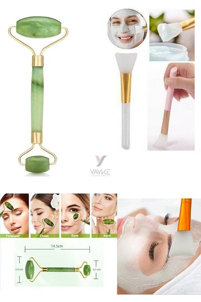 Yayke Double Sided Jade and Face Mask - Applying and Peeling Apparatus, Plastic Tip Mask Brush