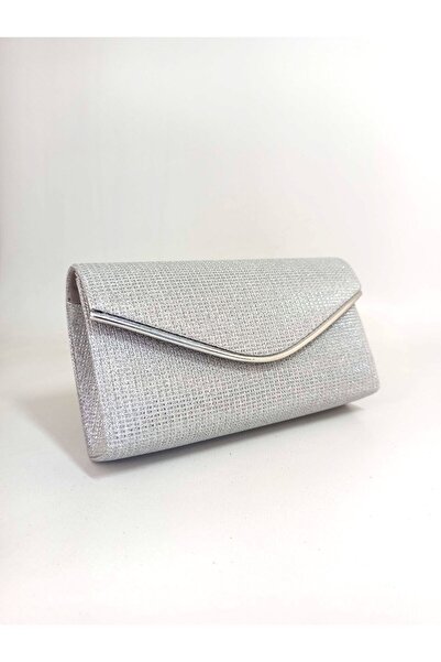 dizaynbag Kadın gümüş simli biyeli abiye çanta