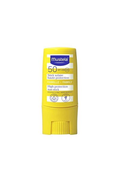 Mustela عامل حماية من الشمس SPF 50+، حماية عالية لمحيط العين والمناطق الحساسة للشفاه، عصا واقية من الشمس مقاومة للماء، 9 مل