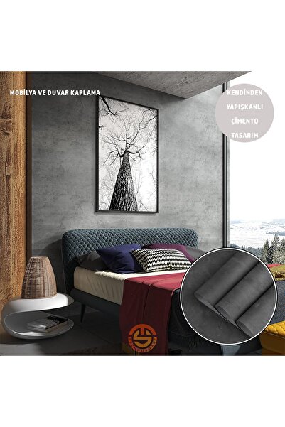 TechnoSmart 60cm×500cm Kendinden Yapışkanlı Çimento Görünümlü Duvar Kağıdı Dolap Masa Tezgah Kaplama