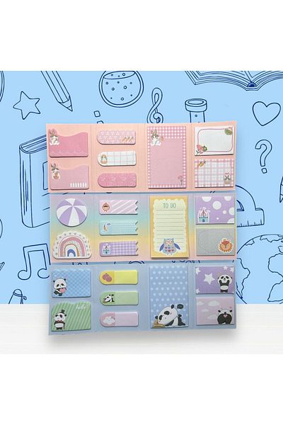 KRAF Adhesive Note Paper Set of 3 (480 Sheets) Rabbit-Owl-Panda