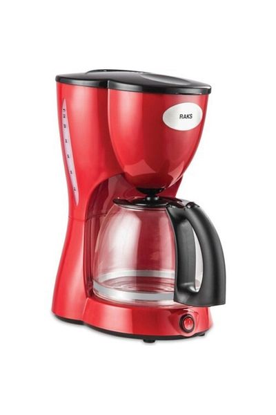 Raks 1000 W 12 Cup Automatic Filter Coffee Machine Glass Bowl Red